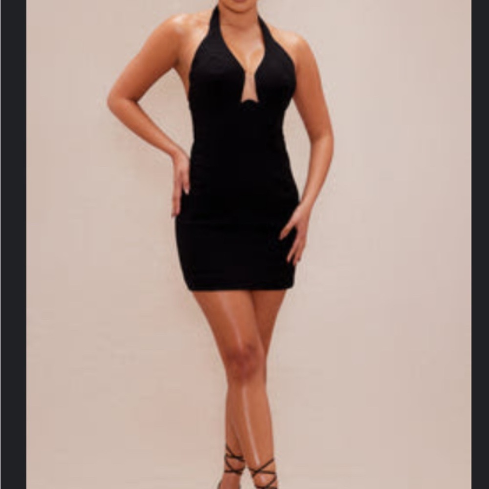 Fashion Nova Black Halter Bodycon Mini Dress NWT sz small